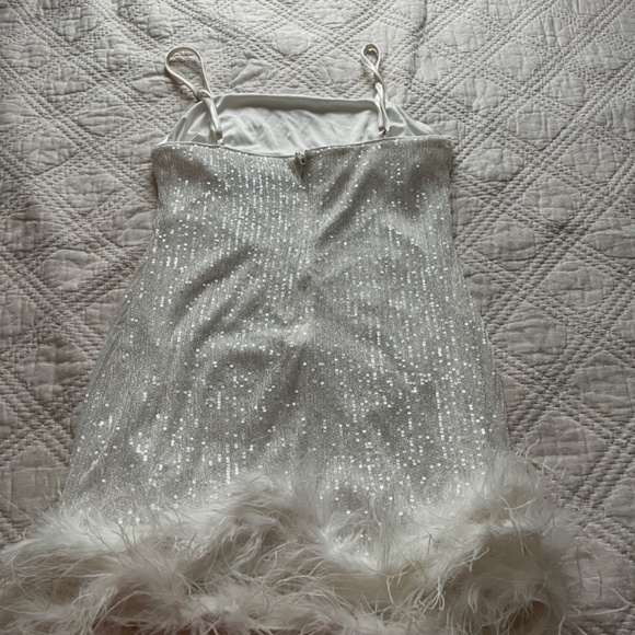 Lulus Truly Sensational White Sequin Feather Sleeveless Mini Dress - Picture 7 of 16